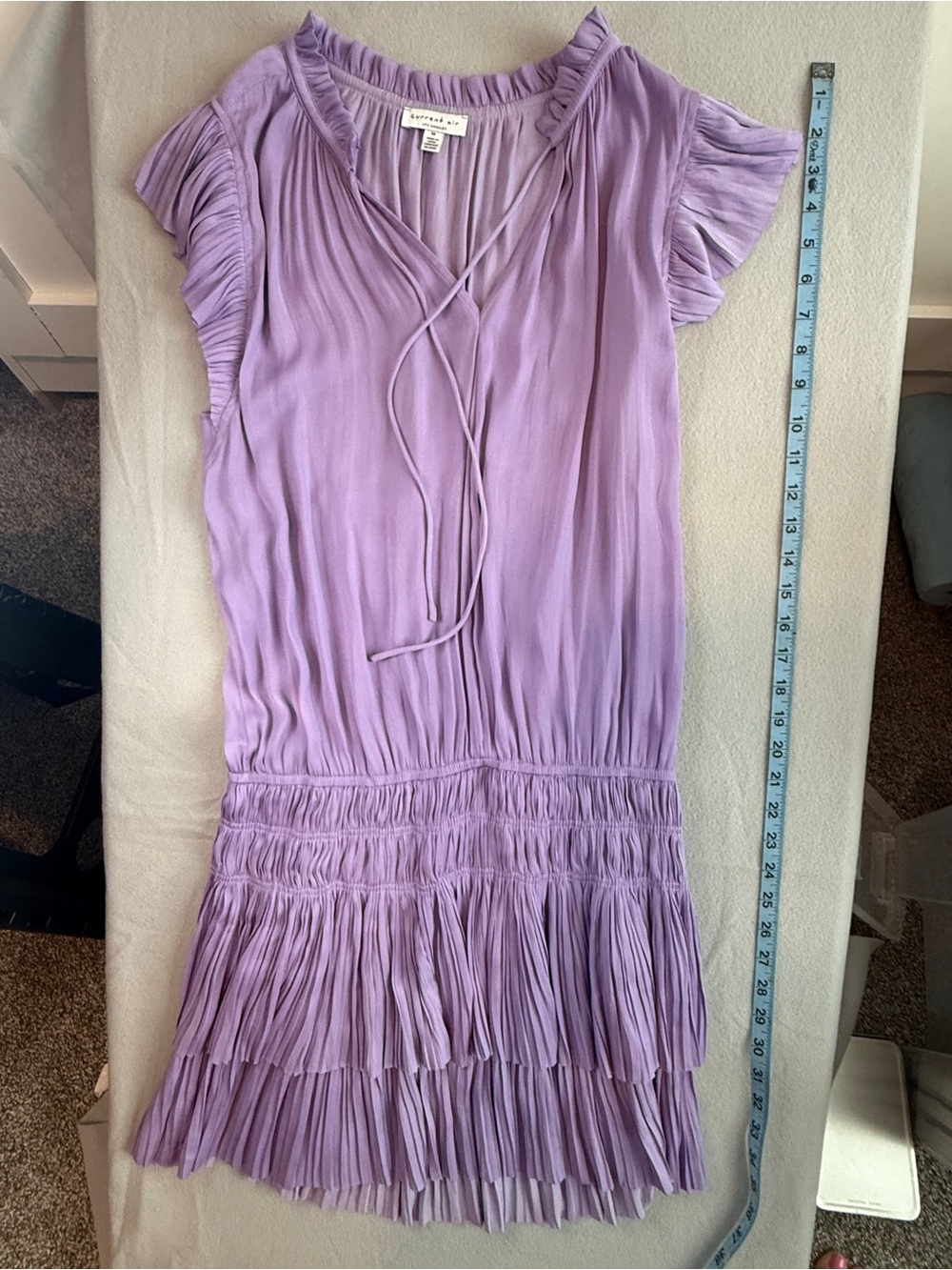 Current Air Lavender Pleated Tiered Dress Size M